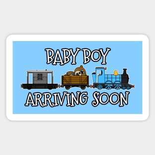 Pregnancy Announcement Steam Train, Baby Boy Arriving Soon Sticker